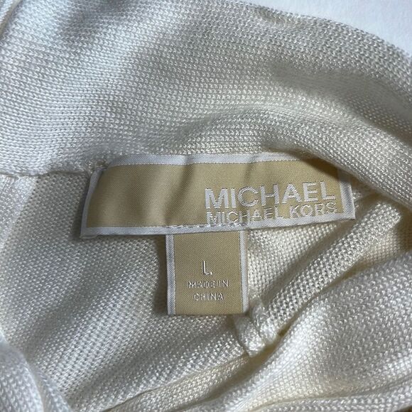 MICHAEL MICHAEL KORS Women’s Twist Neck Lightweight Sweater Cream Size Large - Picture 4 of 10